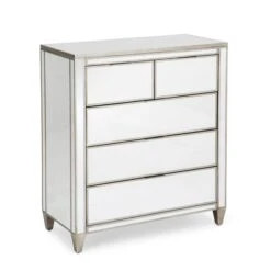 Dunelm Fitzgerald 5 Drawer Chest, Mirrored -Furniture Store 1000133581 alt02