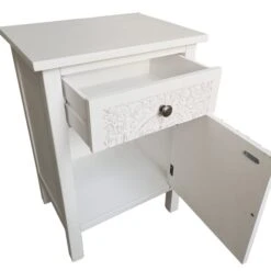 Dunelm Samira 1 Door & 1 Drawer Chest, White -Furniture Store 1000133599 alt02