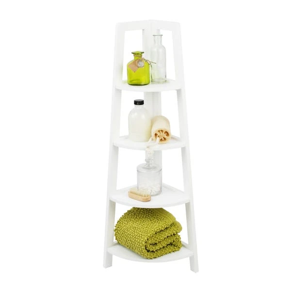 Lloyd Pascal White 4 Tier Corner Shelving Unit 4 Lloyd Pascal White 4 Tier Corner Shelving Unit - Image 2