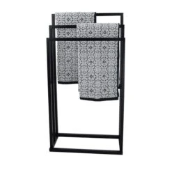 Lloyd Pascal Black 3 Rail Free Standing Towel Holder -Furniture Store 1000161863 alt02