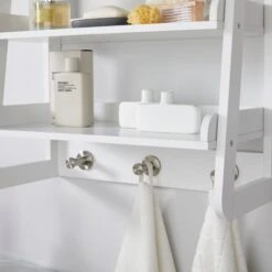Lloyd Pascal Jasper White Wall Mounted Shelves With Chrome Hooks -Furniture Store 1000182100 alt04