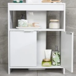 Lloyd Pascal Jaxon White Under Sink Unit With Open Shelf 10 Lloyd Pascal Jaxon White Under Sink Unit With Open Shelf -Furniture Store 1000182103 alt02