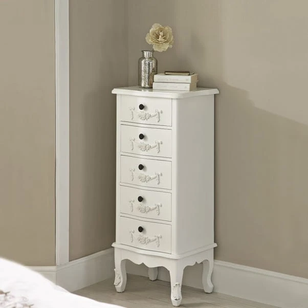 Dunelm Toulouse Tall 5 Drawer Chest, Ivory 3 Dunelm Toulouse Tall 5 Drawer Chest, Ivory
