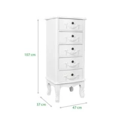 Dunelm Toulouse Tall 5 Drawer Chest, Ivory 12 Dunelm Toulouse Tall 5 Drawer Chest, Ivory -Furniture Store 30139829 alt05