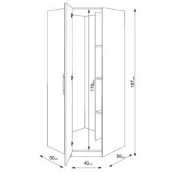 Harmony Acton Corner Wardrobe, White -Furniture Store 30424021 alt08