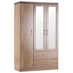 Seconique Charles Triple Wardrobe, Mirrored