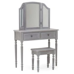 Dunelm Lucy Cane 2 Drawer Dressing Table Set With Mirror -Furniture Store 30564558 alt03
