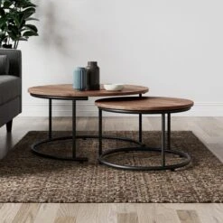 Dunelm Fulton Coffee Nest Of Tables Pine Effect