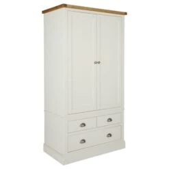Dunelm Compton Double 3 Drawer Wardrobe, Ivory & Oak -Furniture Store 30605616 alt02
