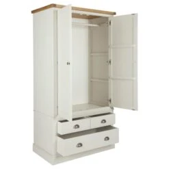 Dunelm Compton Double 3 Drawer Wardrobe, Ivory & Oak -Furniture Store 30605616 alt04
