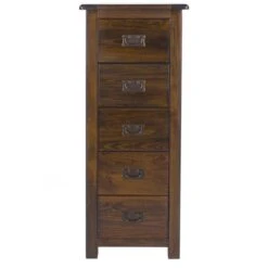 Core Boston Tall Slim 5 Drawer Chest, Pine