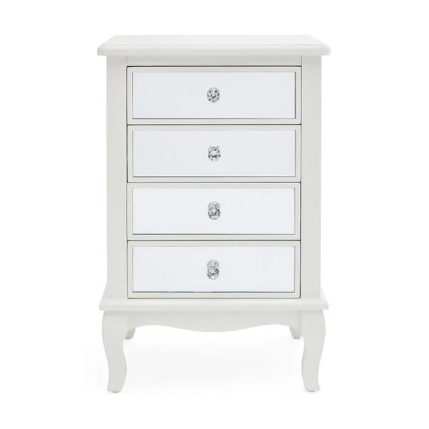Dunelm Palais 4 Drawer Bedside Table, Ivory & Mirrored 3 Dunelm Palais 4 Drawer Bedside Table, Ivory & Mirrored
