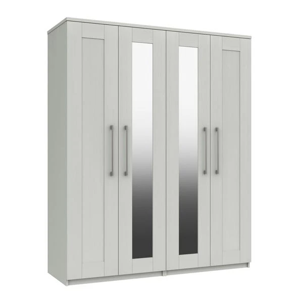 One Call Furniture Ethan 4 Door Wardrobe, Mirrored 4 One Call Furniture Ethan 4 Door Wardrobe, Mirrored - Image 2