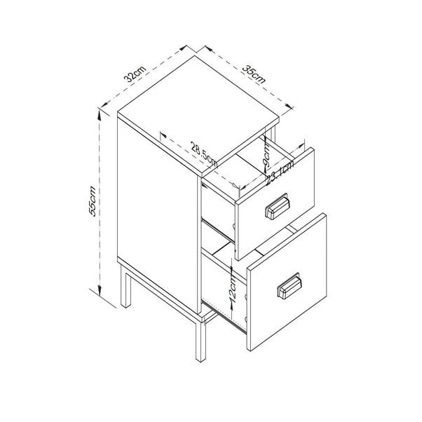 Dunelm Fulton 2 Drawer Slim Bedside Table 4 Dunelm Fulton 2 Drawer Slim Bedside Table - Image 2