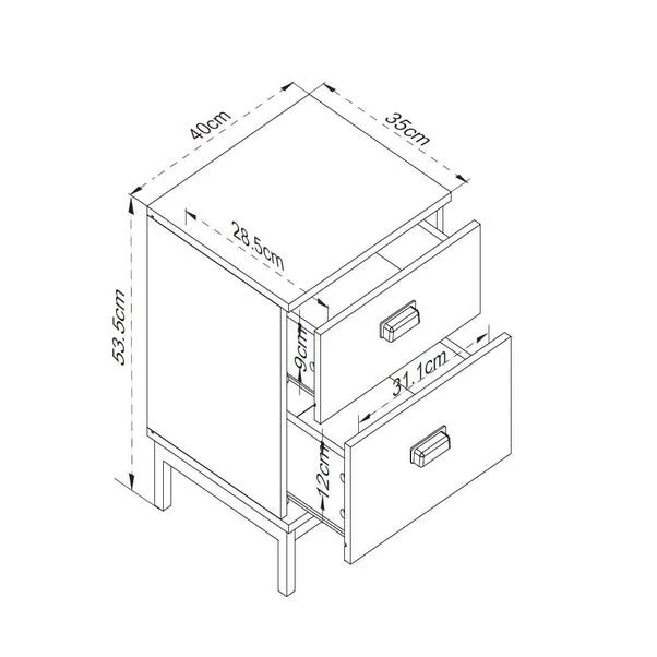 Dunelm Fulton 2 Drawer Bedside Table 4 Dunelm Fulton 2 Drawer Bedside Table - Image 2