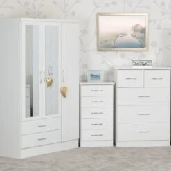 Seconique Nevada Triple 2 Drawer Wardrobe, Mirrored