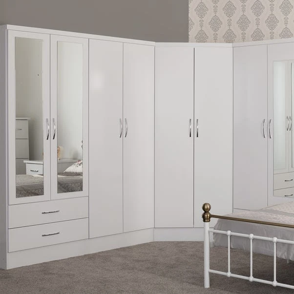 Seconique Nevada 4 Door 2 Drawer Wardrobe, Mirrored 2 Seconique Nevada 4 Door 2 Drawer Wardrobe, Mirrored