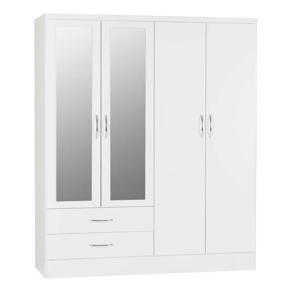 Seconique Nevada 4 Door 2 Drawer Wardrobe, Mirrored 3 Seconique Nevada 4 Door 2 Drawer Wardrobe, Mirrored - Image 2