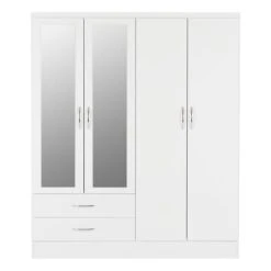 Seconique Nevada 4 Door 2 Drawer Wardrobe, Mirrored 9 Seconique Nevada 4 Door 2 Drawer Wardrobe, Mirrored -Furniture Store 30693661 alt02