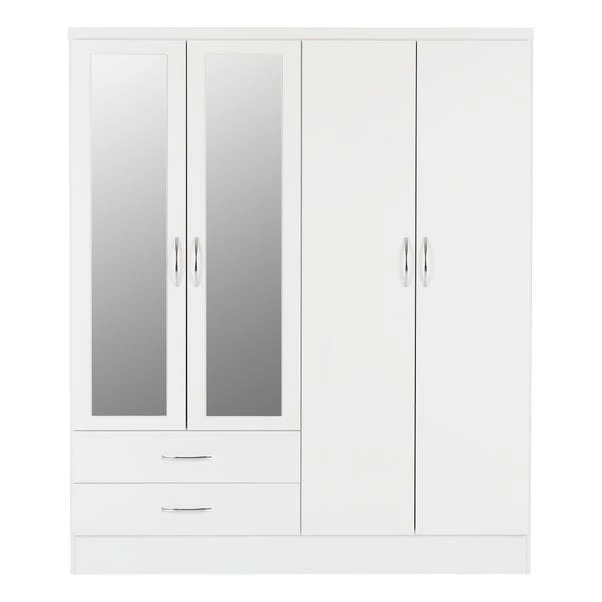 Seconique Nevada 4 Door 2 Drawer Wardrobe, Mirrored 4 Seconique Nevada 4 Door 2 Drawer Wardrobe, Mirrored - Image 3