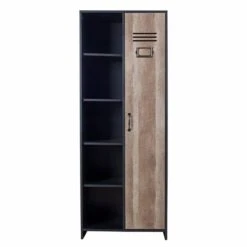 Lloyd Pascal Single Wardrobe With Side Shelves, Black -Furniture Store 30701967 alt02