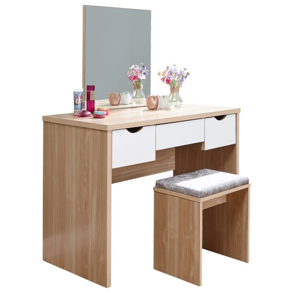 GFW Elizabeth 3 Drawer Dressing Table Set With Mirror 3 GFW Elizabeth 3 Drawer Dressing Table Set With Mirror