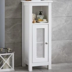 Lloyd Pascal Palermo Cane White Single Door Cabinet