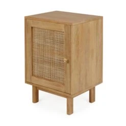 Dunelm Indi 1 Door Bedside Table, Mango Wood -Furniture Store 30727644 alt02
