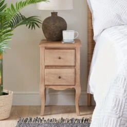 Dunelm Giselle 2 Drawer Bedside Table, Mango Wood