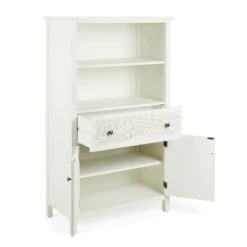 Dunelm Samira Tall 2 Door & 1 Drawer Chest, White -Furniture Store 30748013 alt02