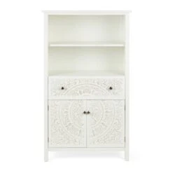 Dunelm Samira Tall 2 Door & 1 Drawer Chest, White -Furniture Store 30748013 alt03