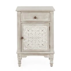 Dunelm Lucille 1 Drawer & 1 Door Bedside Table, White Wash -Furniture Store 30748018 alt01