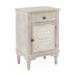 Dunelm Lucille 1 Drawer & 1 Door Bedside Table, White Wash -Furniture Store 30748018 alt02