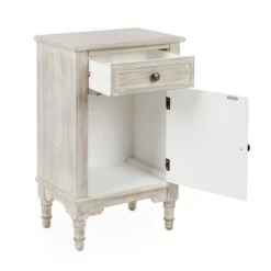 Dunelm Lucille 1 Drawer & 1 Door Bedside Table, White Wash -Furniture Store 30748018 alt04