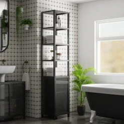 Dunelm Stannis Reeded Glass Tall Cabinet