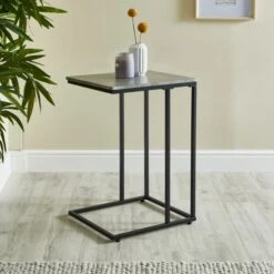 Dunelm Charlie Concrete Effect C-Shaped Side Table -Furniture Store 30765713 alt02