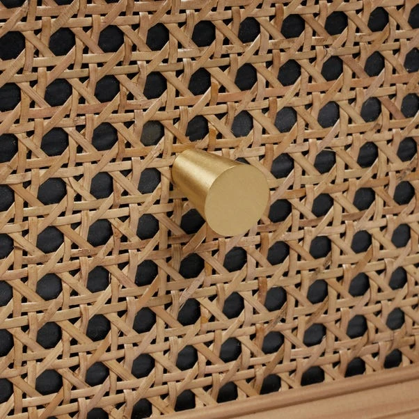 Dunelm Franco 2 Drawer Bedside Table, Black & Cane 6 Dunelm Franco 2 Drawer Bedside Table, Black & Cane - Image 4