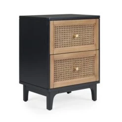 Dunelm Franco 2 Drawer Bedside Table, Black & Cane 13 Dunelm Franco 2 Drawer Bedside Table, Black & Cane -Furniture Store 30768465 alt05