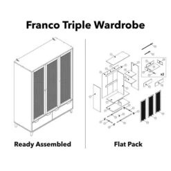Dunelm Franco Triple Wardrobe, Black -Furniture Store 30768521 alt09