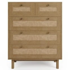 Dunelm Indi 5 Drawer Chest, Mango Wood -Furniture Store 30770719 alt02
