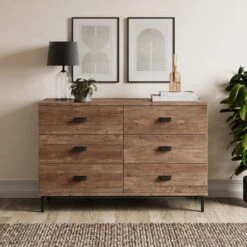 Dunelm Fulton 6 Drawer Chest, Pine Effect