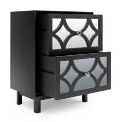 Dunelm Delphi 2 Drawer Bedside Table, Mirrored -Furniture Store 30775914 alt04