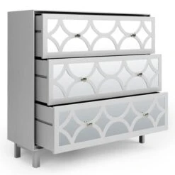 Dunelm Delphi 3 Drawer Chest, Grey & Mirrored -Furniture Store 30775917 alt04