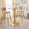 Dunelm Silas White Faux Marble Bar Table Gold -Furniture Store 30802254