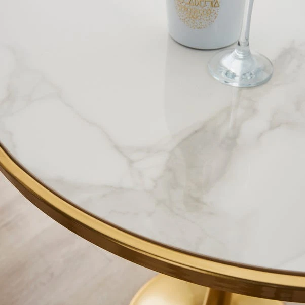 Dunelm Silas White Faux Marble Bar Table Gold 4 Dunelm Silas White Faux Marble Bar Table Gold - Image 2