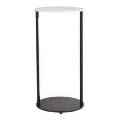 Dunelm Aiko Side Table With 1 LED Light Black And Faux Marble -Furniture Store 30802418 alt04