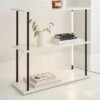 Dunelm Aiko Console Table With 2 LED Lights Black And Faux Marble -Furniture Store 30802419