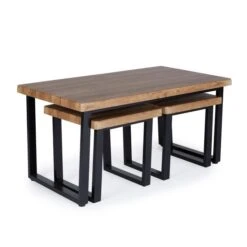 Dunelm Freddie Rustic Wood Effect Nest Coffee Table -Furniture Store 30809245 alt02