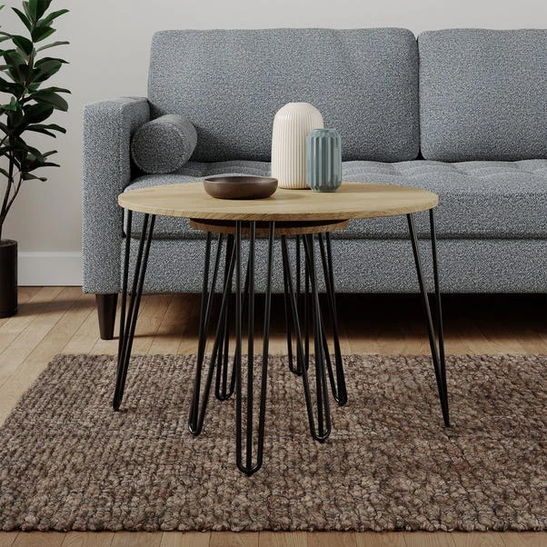 Dunelm Bella Coffee Nest Set Oak Effect 4 Dunelm Bella Coffee Nest Set Oak Effect - Image 2