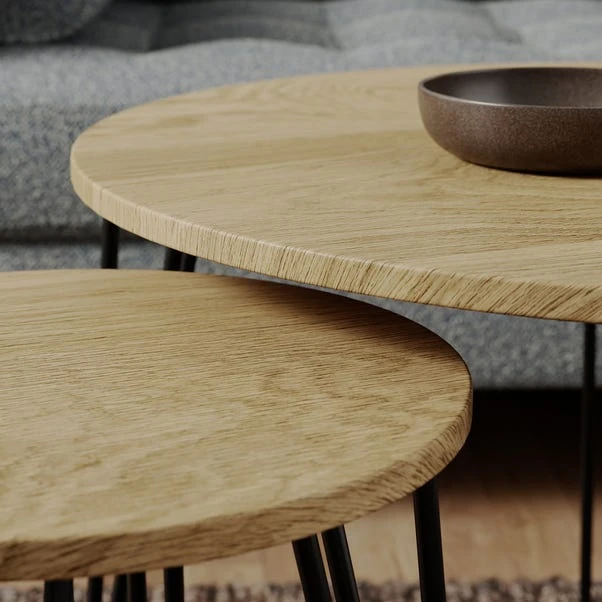 Dunelm Bella Coffee Nest Set Oak Effect 5 Dunelm Bella Coffee Nest Set Oak Effect - Image 3